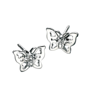
            
                Load image into Gallery viewer, D for Diamond Children’s Sterling Silver Filigree Butterfly Earrings
            
        
