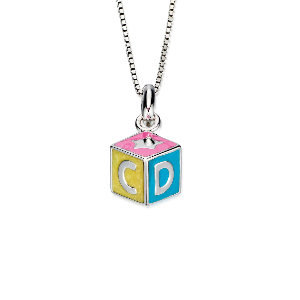 D for Diamond Children’s ABC Enamel Cube Necklace - Maudes The Jewellers