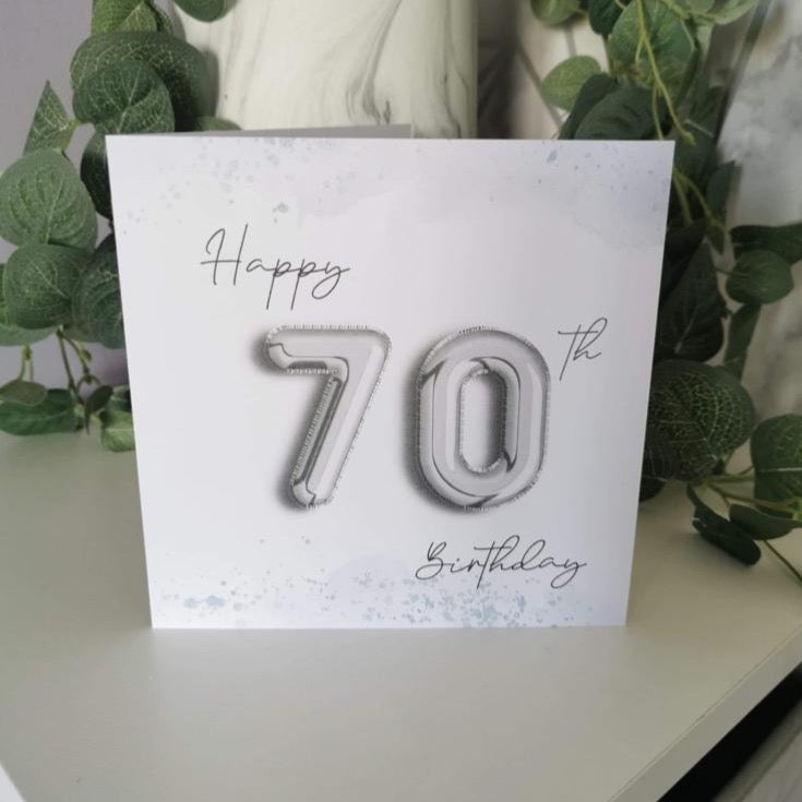 Balloon Happy 70th Birthday Card
