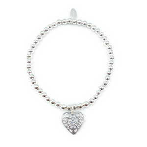 Ettie Medium Bead Filigree Heart Bracelet