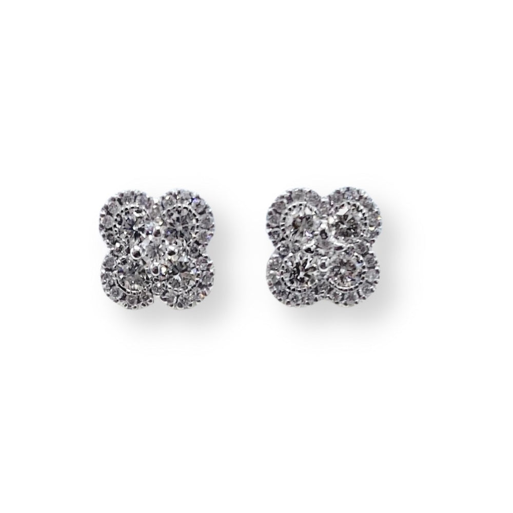 18ct White Gold, Diamond Flower Stud Earrings
