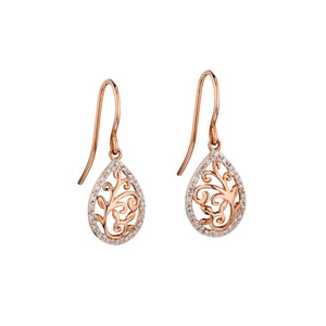 9ct Rose Gold Baroque Diamond Drop Earrings
