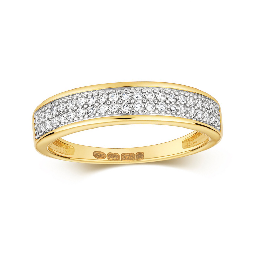
            
                Load image into Gallery viewer, 9ct Yellow Gold Two Row Diamond Ring
            
        