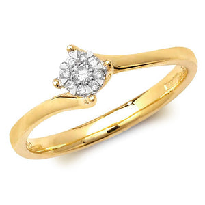 9ct Yellow Gold, Diamond Illusion Solitaire Ring