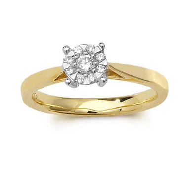 9ct Yellow Gold Round Diamond Illusion Solitaire Ring