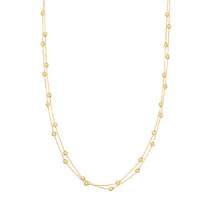 9ct Yellow Gold Two Strand Beaded Necklace