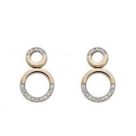 9ct Gold and Diamond Double Circle Stud Earrings