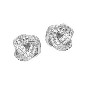 Real Effect | Sterling Silver CZ Love Knot Stud Earrings