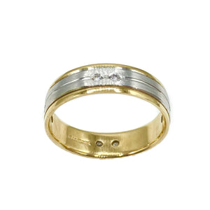 9ct Yellow and White Gold Diamond Wedding Ring 5mm