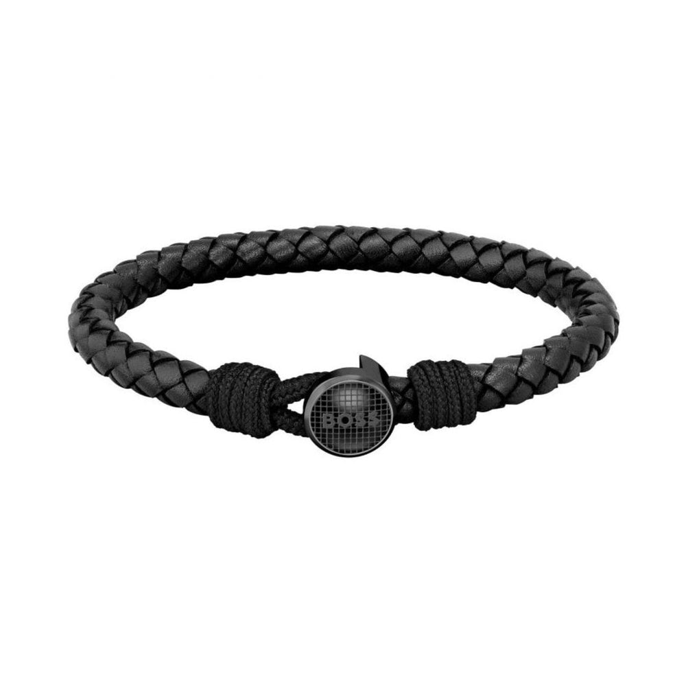 Boss Jewellery | Black Braided Leather Bracelet