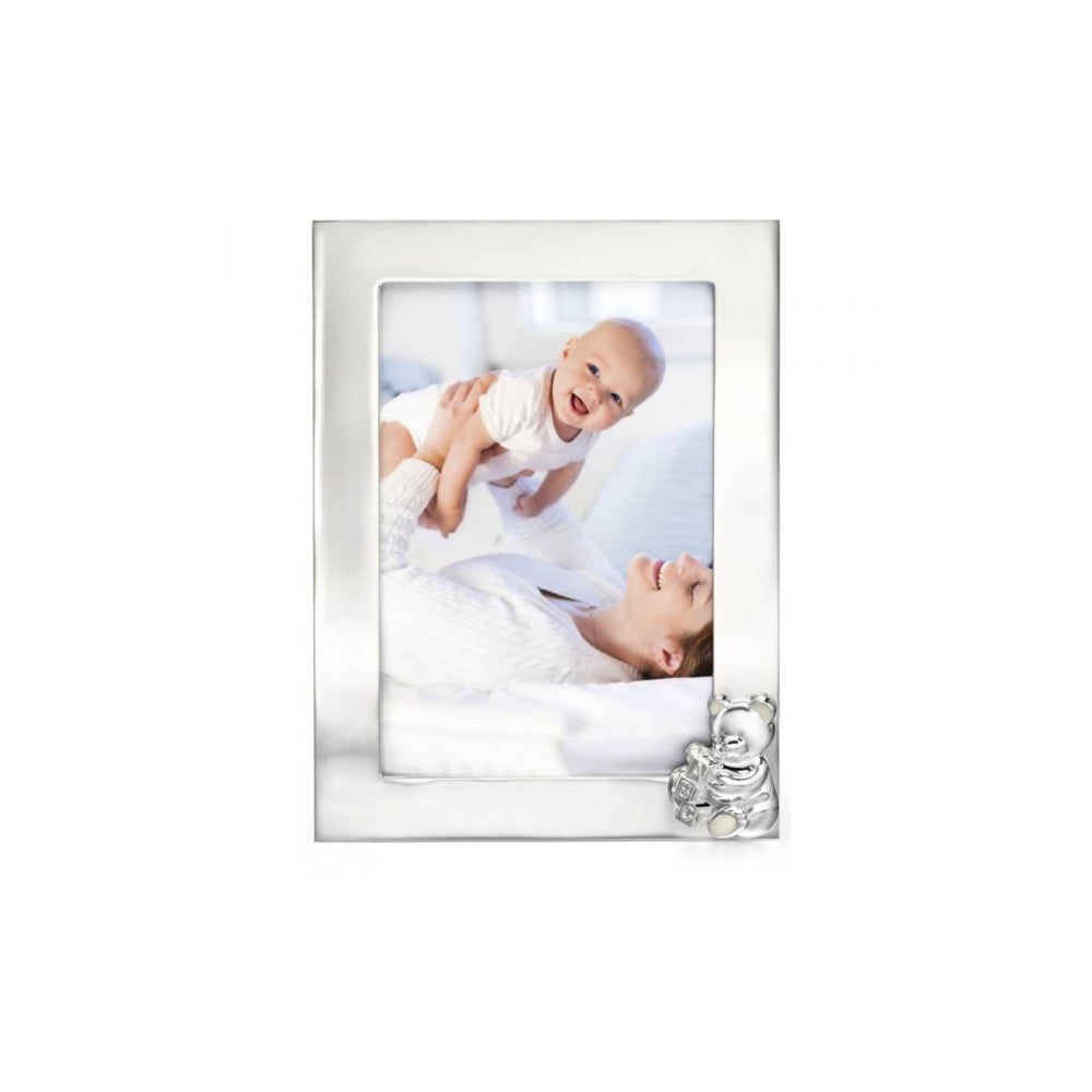 D for Diamond Silver Plated Teddy Photo Frame - Maudes The Jewellers