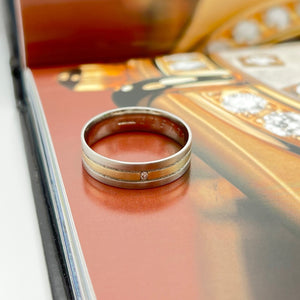 Platinum and 9ct Yellow Gold Diamond Gents Wedding Ring