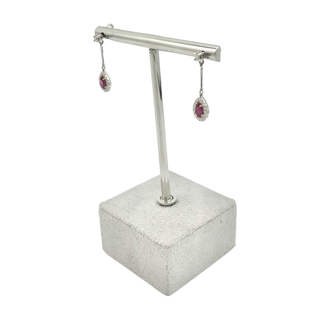 
            
                Load image into Gallery viewer, 18ct White Gold, Diamond and Ruby Drop Earrings - Maudes The Jewellers
            
        