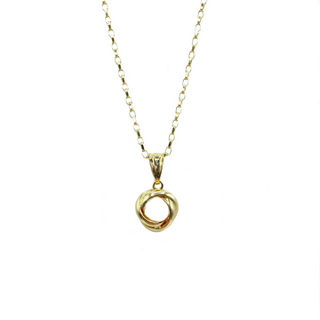 9ct Yellow Gold Twist Knot Pendant On a Yellow Gold Diamond Cut Belcher Chain