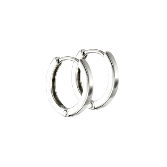 Mini Flat Profile Silver Huggie Hoops - Maudes The Jewellers
