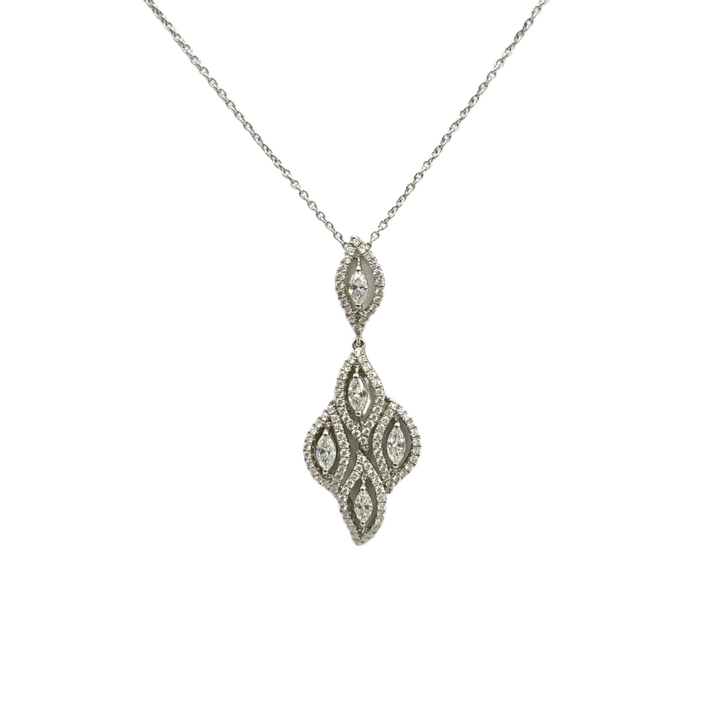 18ct White Gold, Fancy Diamond Pendant and Chain - Maudes The Jewellers