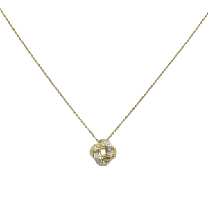 9ct Yellow Gold, Diamond Knot Pendant and Chain - Maudes The Jewellers