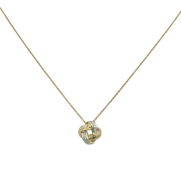 9ct Yellow Gold, Diamond Knot Pendant and Chain