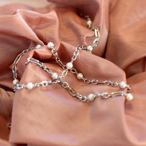 Kit Heath | Revival Figaro Pearl Chain Link Multi Wear Station Necklace