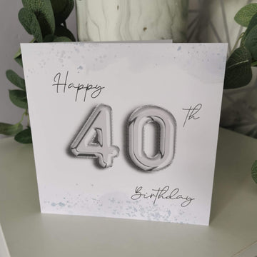 Balloon 40th Birthday Card