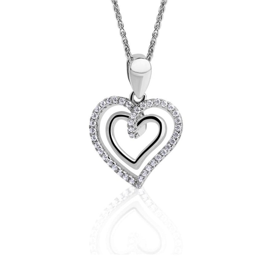 Real Effect | Sterling Silver Double Heart Pendant