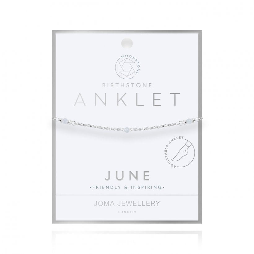 Joma Jewellery | Birthstone Anklet - June Moonstone