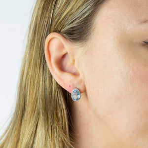 9ct White Gold, Blue Topaz and Diamond Stud Earrings