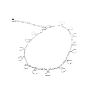 Sterling Silver Cut Out Heart Adjustable Anklet