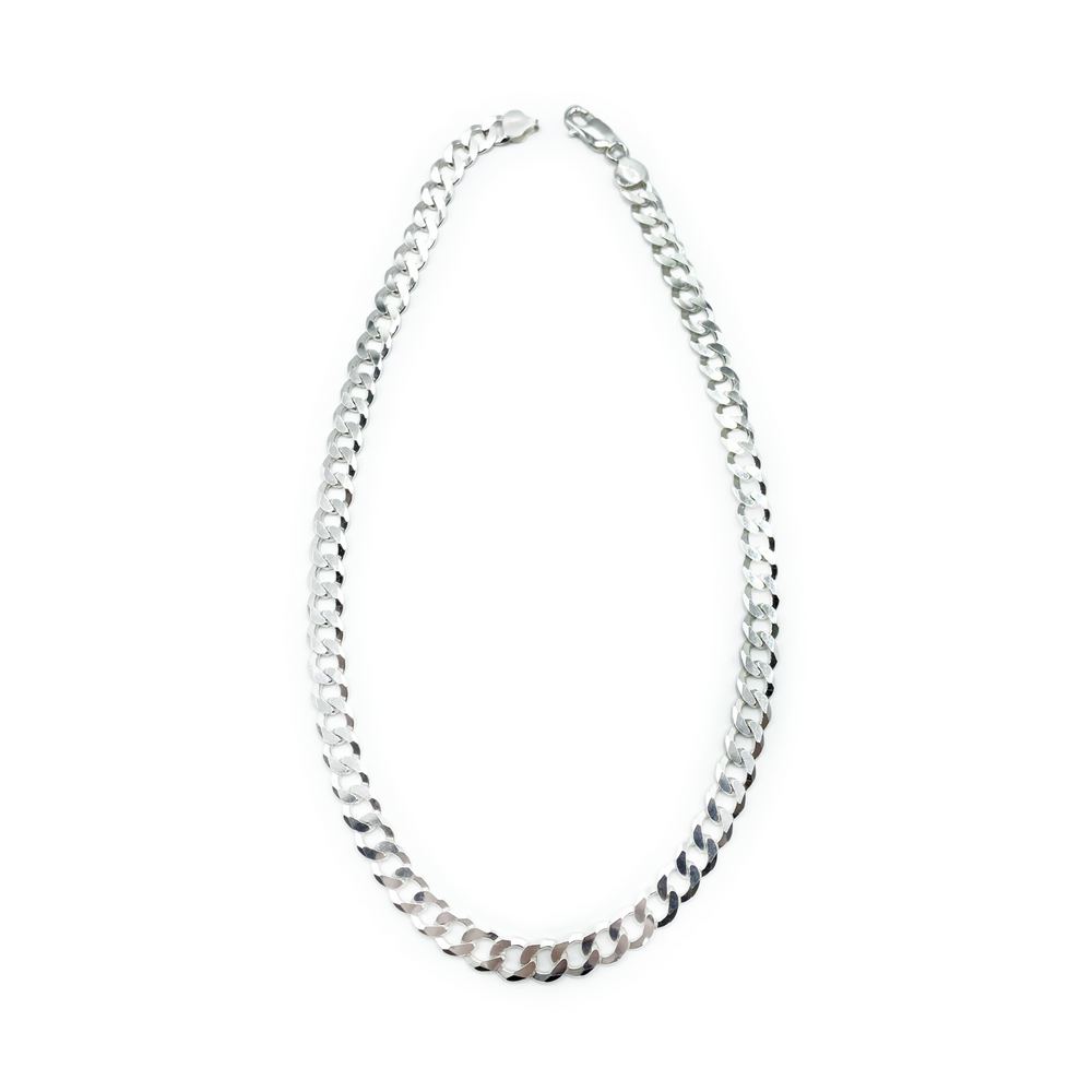Sterling Silver Diamond Cut Flat Curb Chain