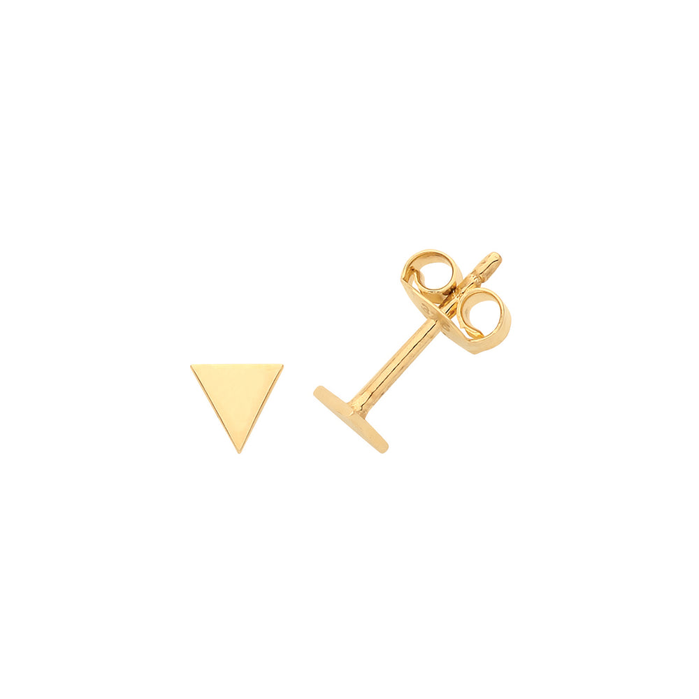 9ct Yellow Gold Triangle Stud Earrings