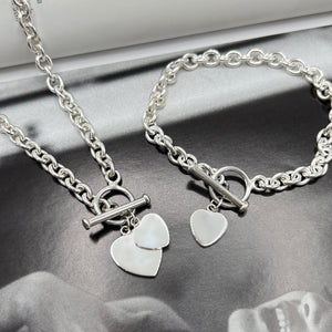 Sterling Silver Heart Tag Toggle Necklace