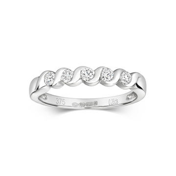 9ct White Gold Diamond Half Eternity Ring