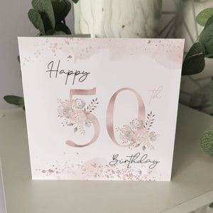 
            
                Load image into Gallery viewer, Floral 50th Birthday Card
            
        