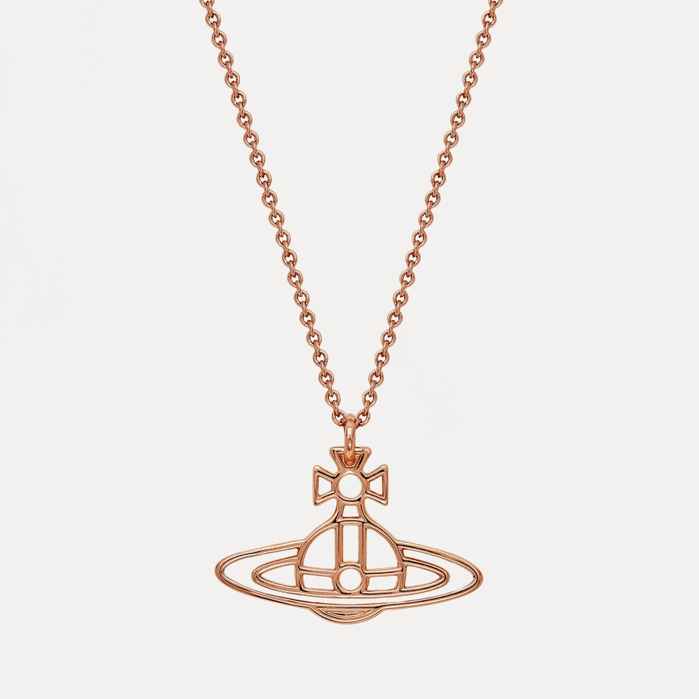 Vivienne Westwood | Thin Lines Flat Orb Necklace | Pink Gold