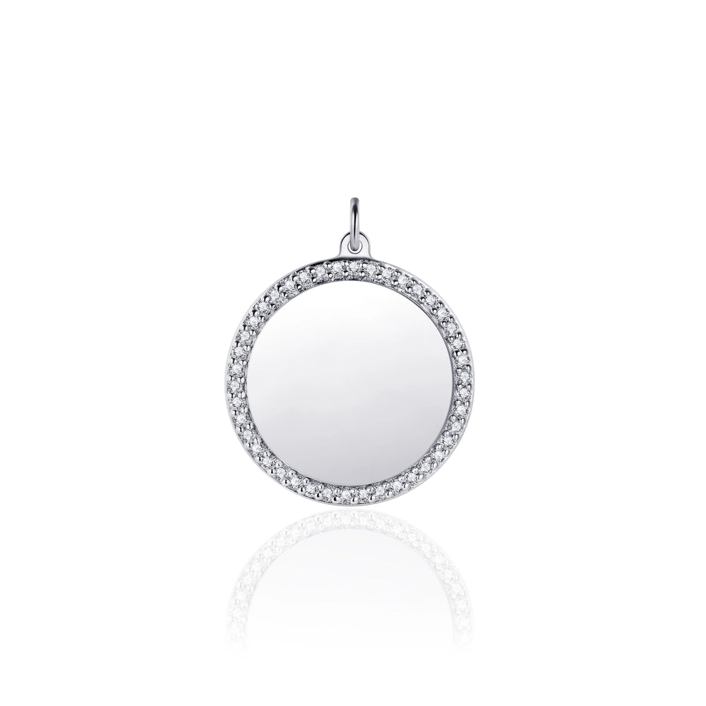 Gisser | Round Engravable Pendant 17mm With CZ (no chain)