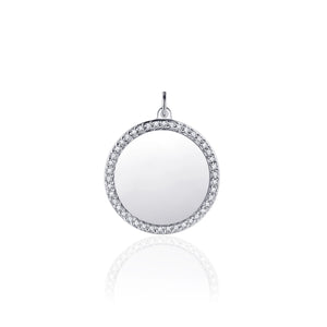 Gisser | Round Engravable Pendant 17mm With CZ (no chain)