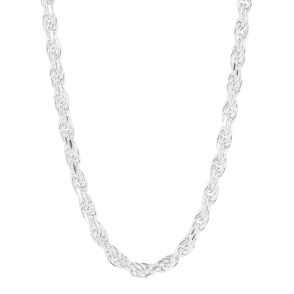 Sterling Silver Diamond Cut Rope Chain Necklace