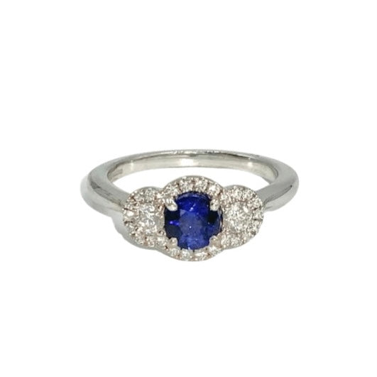 18ct White Gold, Blue Sapphire and Diamond Ring