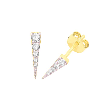 9ct Yellow Gold Pave Set Spike Stud Earrings