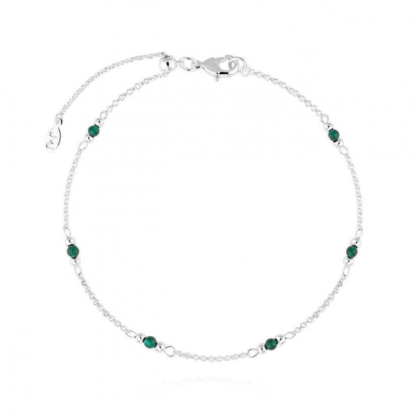 Joma Jewellery | Birthstone Anklet | May Green Agate