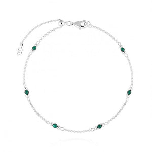 Joma Jewellery | Birthstone Anklet | May Green Agate