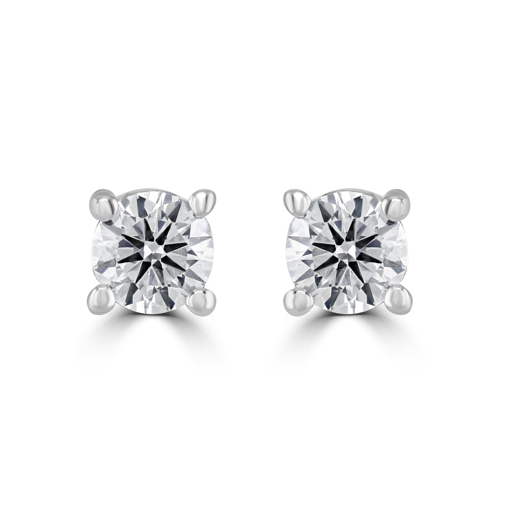 18ct White Gold, Diamond Solitaire Earrings - Maudes The Jewellers