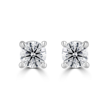 18ct White Gold, Diamond Solitaire Earrings