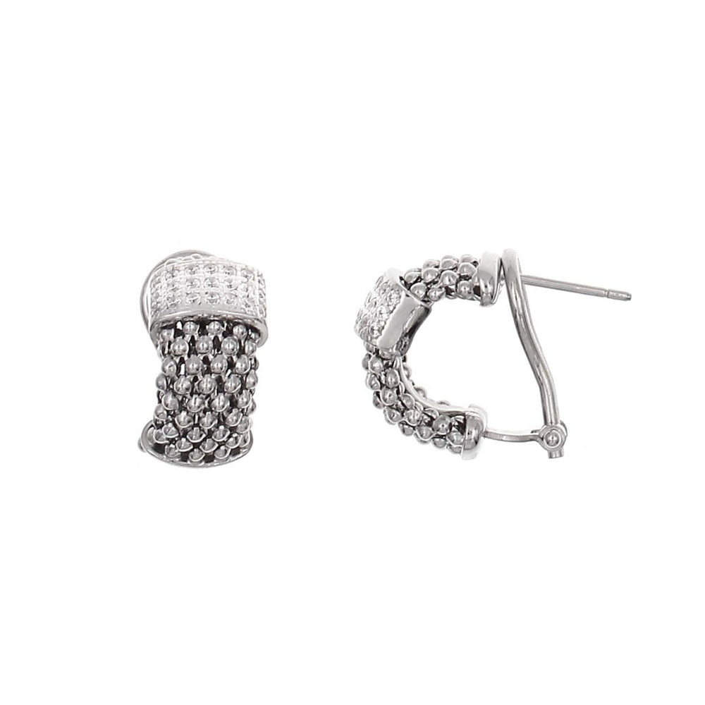 Textured 'Woven' Small Hoops - Silver
