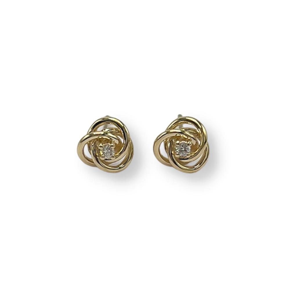 9ct Yellow Gold Diamond Knot Earrings