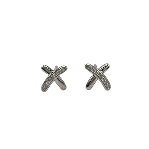 9ct White Gold Diamond Kiss Earrings