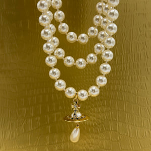 Vivienne Westwood | Three Row Pearl Drop Choker Necklace