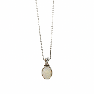 14K Opal Pendant on a 9ct White Gold Chain