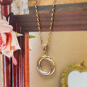 
            
                Load image into Gallery viewer, 9ct Three Colour Gold, Open Knot Pendant and Chain - Maudes The Jewellers
            
        
