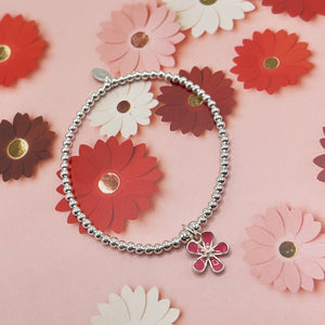 Ettie Thinbead Pink Enamel Flower Bracelet